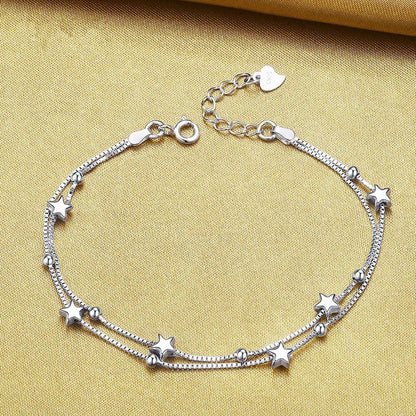 925 Sterling Silver Hollow Heart Zircon Bracelets For Women Korean Sweet Sparkling Adjustable Chain Bracelet Fashion Jewelry