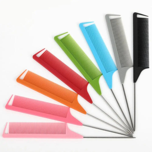 Anti-static Pointed Tail Hair Styling Comb Fine Tooth Barber Accessories Steel Tip Tail Comb Salon Steel Needle Pin Tip Brush