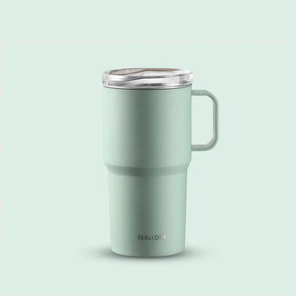 304 stainless steel water cup, coffee cup, tea cup with handle and lid, double-layer mug, car water cup, PP shell, birthday gift