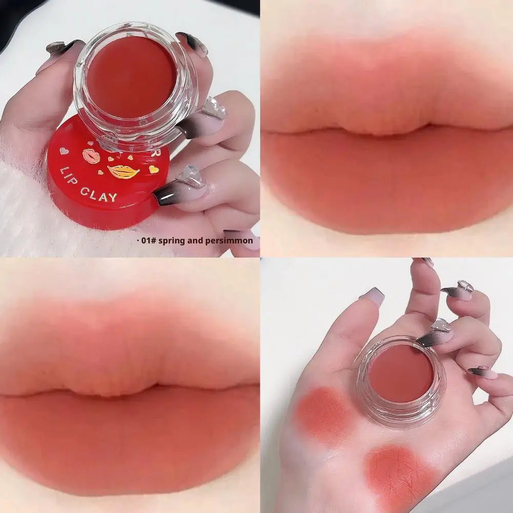 Lip Mud Lip Gloss - Jelly Jar Lip Mud Lip Gloss Long-lasting Matte Mist, Waterproof Non-Stick Cup, Women's Lipstic Makeup Tool