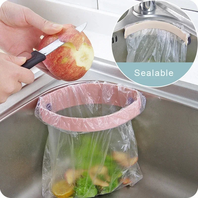 Garbage Bag Holder Portable Kitchen Sink Organizer Adsorbable Storage Dish Rack Drainer Kitchen Accessories