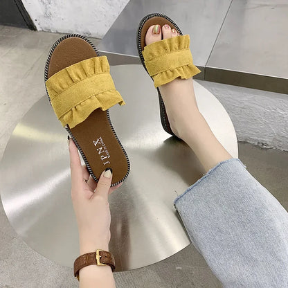 2025 Spring Summer New Women's Slippers Casual Beach Plus Size Women's Sandals Flat Bottom One-Row Slippers Wholesale