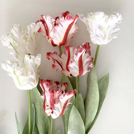 60cm Artificial Tulip Single Stem Realistic Texture Gradient Color Fake Flower for Indoor Wedding Home Decor Floral Arrangements