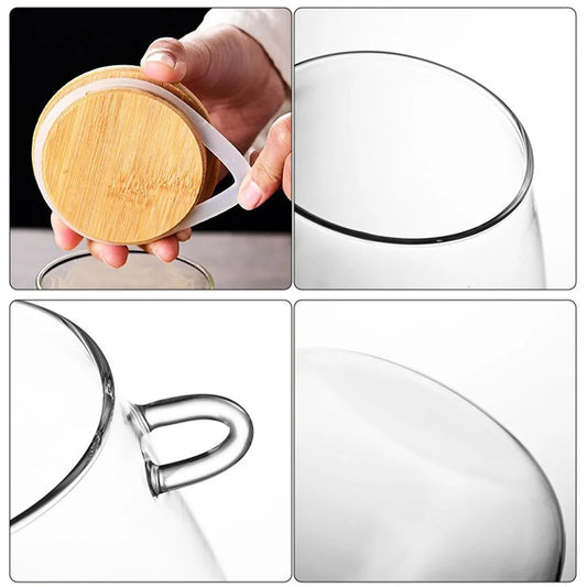 1pack 350/600/1000ml Airtight Glass Jar Storage Container with Bamboo Lid Food Storage Pots For Coffee Beans Tea Dried Grains