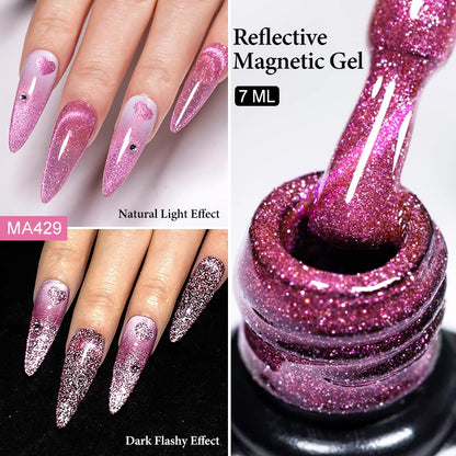 7ml Red Series Cat Magnetic Gel Nail Polish Sparkle Glitter Semi Permanent Nail Art UV Gel Varnish Manicure For Valentines Nails