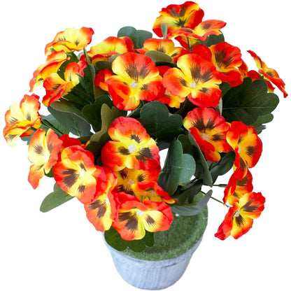 Spring Artificial Decorative Pansy Artificial Flower with Natural Stem Finish for Placement in Shelf Tabletop or Hanging Display
