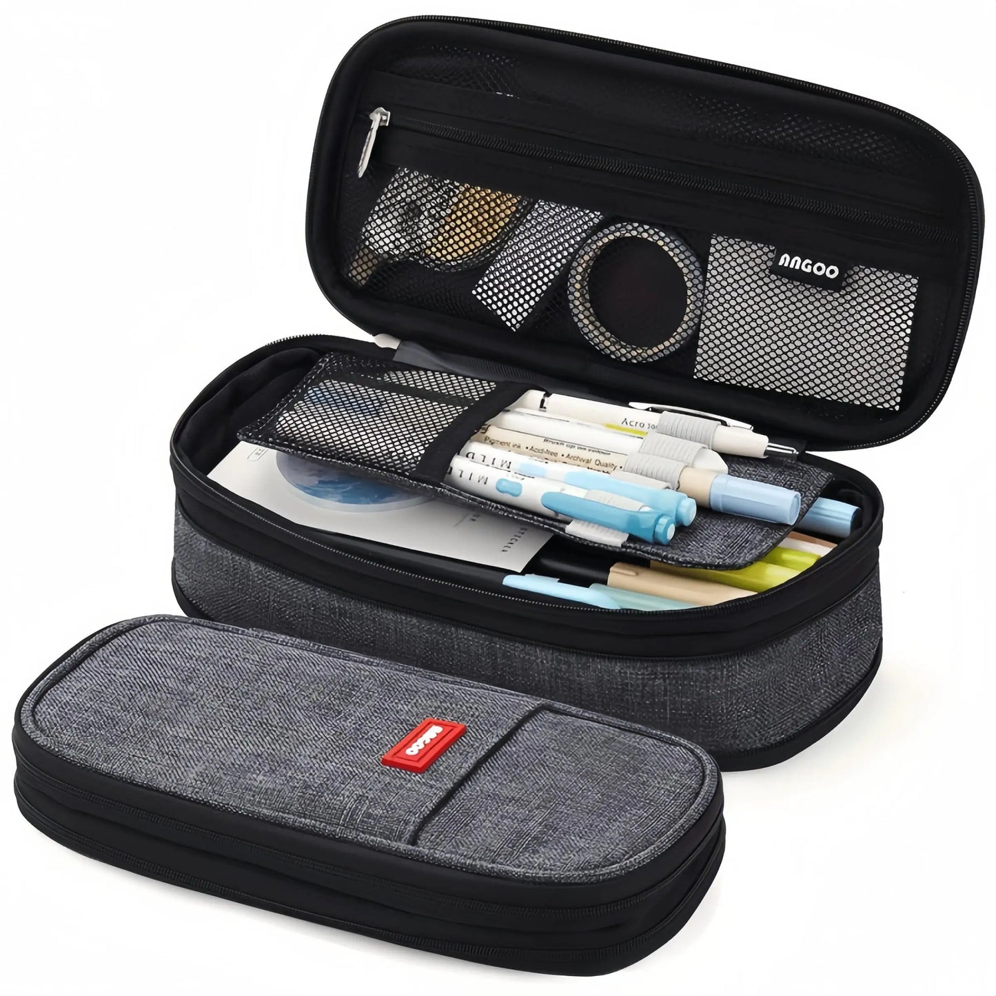 Multi-functional double-layer canvas pencil case, large-capacity portable waterproof stationery box, perfect school supplies