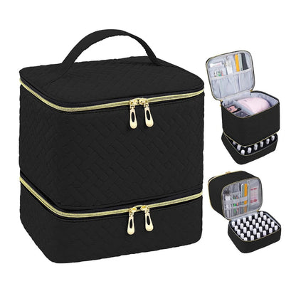 Nail Polish Storage Bag Essential Oil Bag Portable Cosmetic Nail Care Kit Nail Care Tool Storage Box Double Layer 30 Compartment