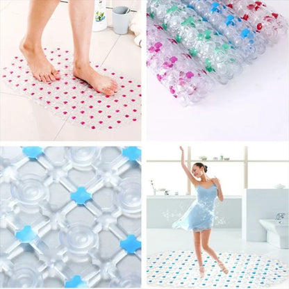 PVC Anti-slip Bath Mat with Suction Cup Soft Shower Mat Massage Anti-slip Bath Home Bathroom Accessories