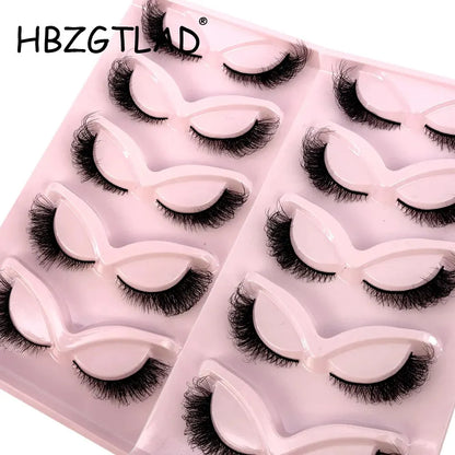 5 Pairs Cat/Fox Eyelashes Faux Mink Eyelashes Winged End Eye Elongated Eyelashes Fake Lashes Soft Natural Long Full Strip Lashes