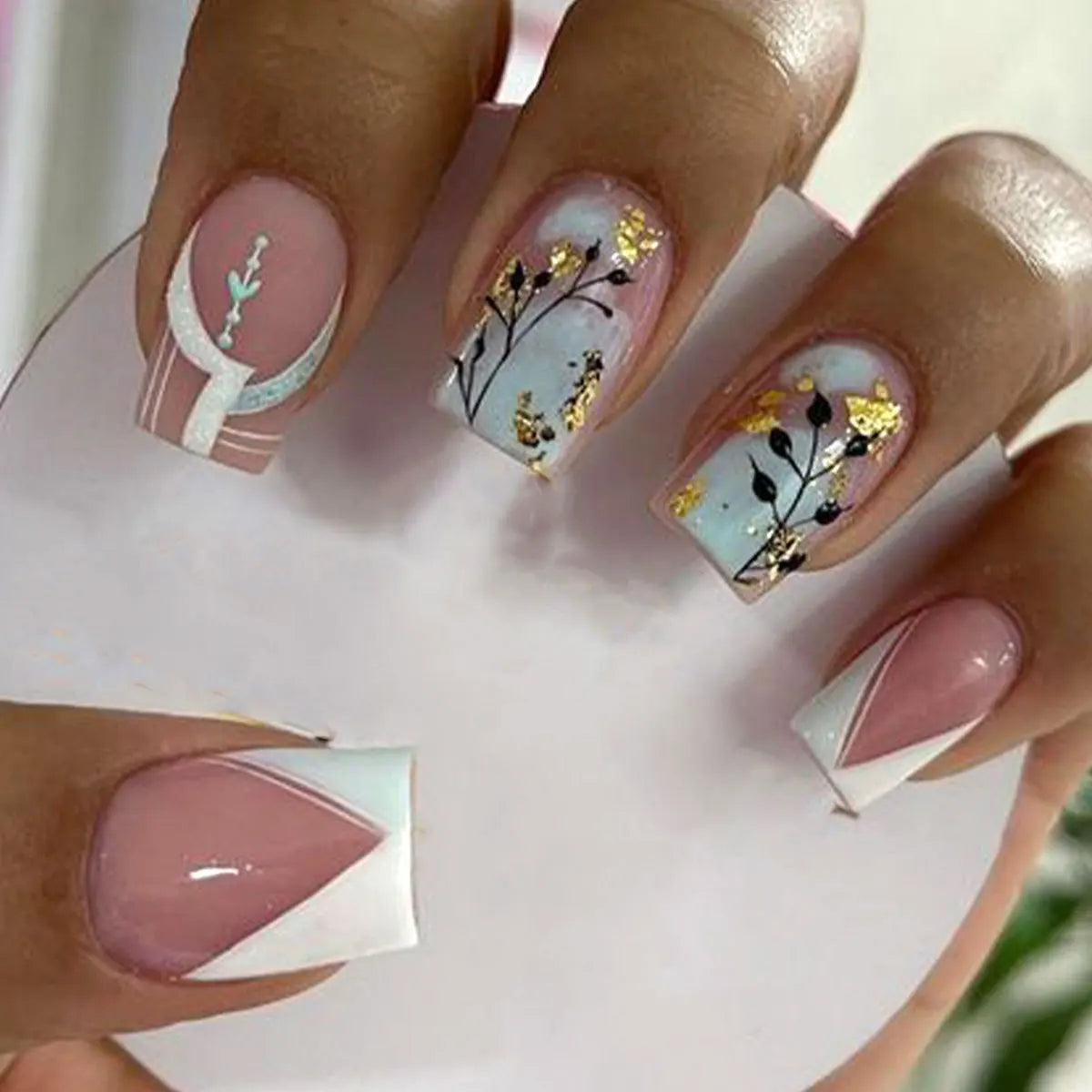 Wholesale Price Press On Nails Ballerina Medium Coffin False Nails French Tip Nails Manicure Stick On Nails Acrylic Fake Nails