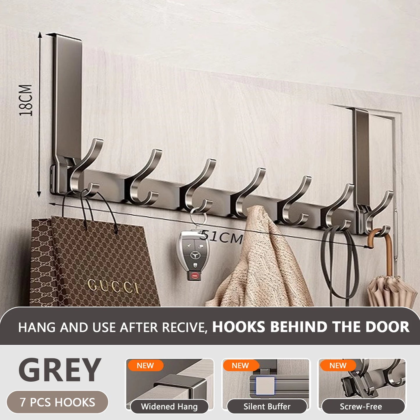 Door Behind Hooks Storage Wall Hanging Bag Clothes  Hook Punch-free Hanger Bedroom Organizer Bathroom Kitchen Accessory