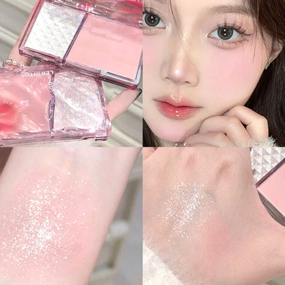 LEEINTO light sweet energy high gloss blush disk pearl fine flash bright makeup does not fly powder to show tender rouge