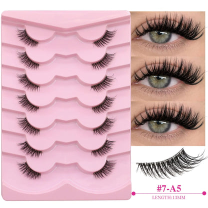 VELTRINAY False Eyelashes Half Lashes Cat Eye Natural Look Wispy Faux Mink Clear Eyelash Band Natural Lashes Makeup