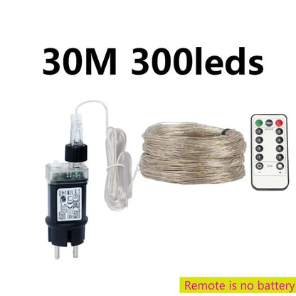 50M/120M LED String Lights Silver Wire Fairy Lights Christmas Garland For Street Patio Tree Garden Camping Party Decor