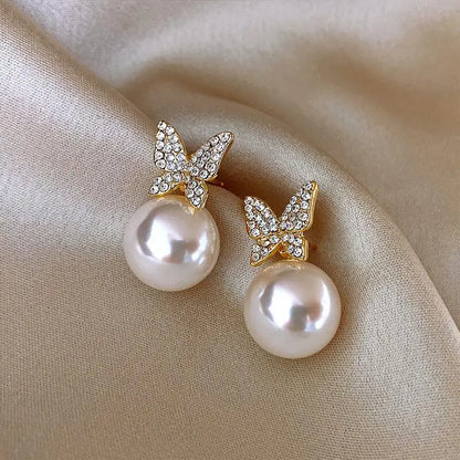 2022 New Classic Elegant Imitation Pearl Dangle Earrings For Women Crystal Long Tassel Exquisite Drop Earring Wedding Jewelry