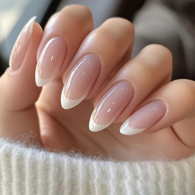 24PCS stiletto false nail tips Mid-length Gradients press on nails wearable full cover fashion false fingernails patch for girls