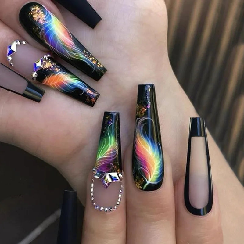24Pcs Press on Fake Nails Short Medium French Acrylic Full Cover False Nail With Glue Kit Mini File Manicure for Women and Girls