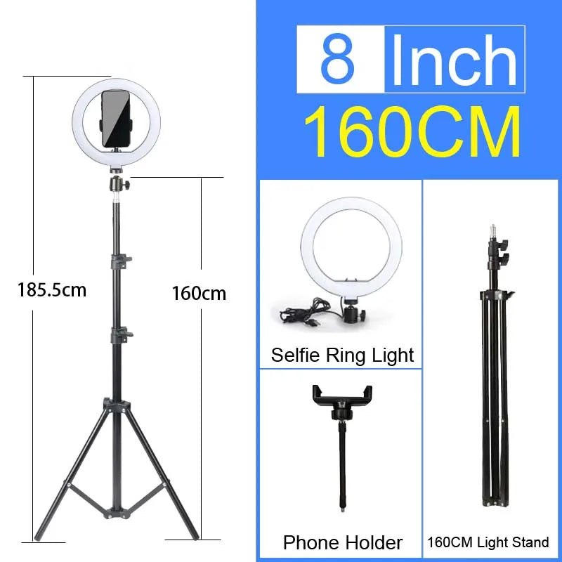 6-14" Ring Light 10 Dimming Levels 22 Modes Professinonal Fill Light 3CCT/RGB with Tripod & Phone/IPad Holder For Live streaming
