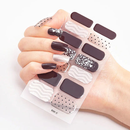 16Tips Nude Semi-Cured Gel Nail Wraps Sticker Long-Lasting UV LED Lamp French Nail Decal Full Cover Waterproof Semi-Cured Sticke