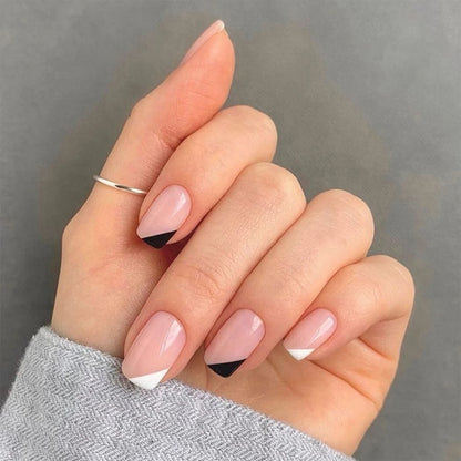 24Pcs/Box Charming Pink Flame Short Detachable Finished Fingernails Ballet Wearable Fake Nails press on Square Head Full Cover