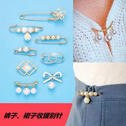 2/20pcs Clothing Brooch Pearl Waist Adjustment for Women Pearl Lapel Pin Sweater Dress Brooch Pins Badge Buckle DIY Accessories