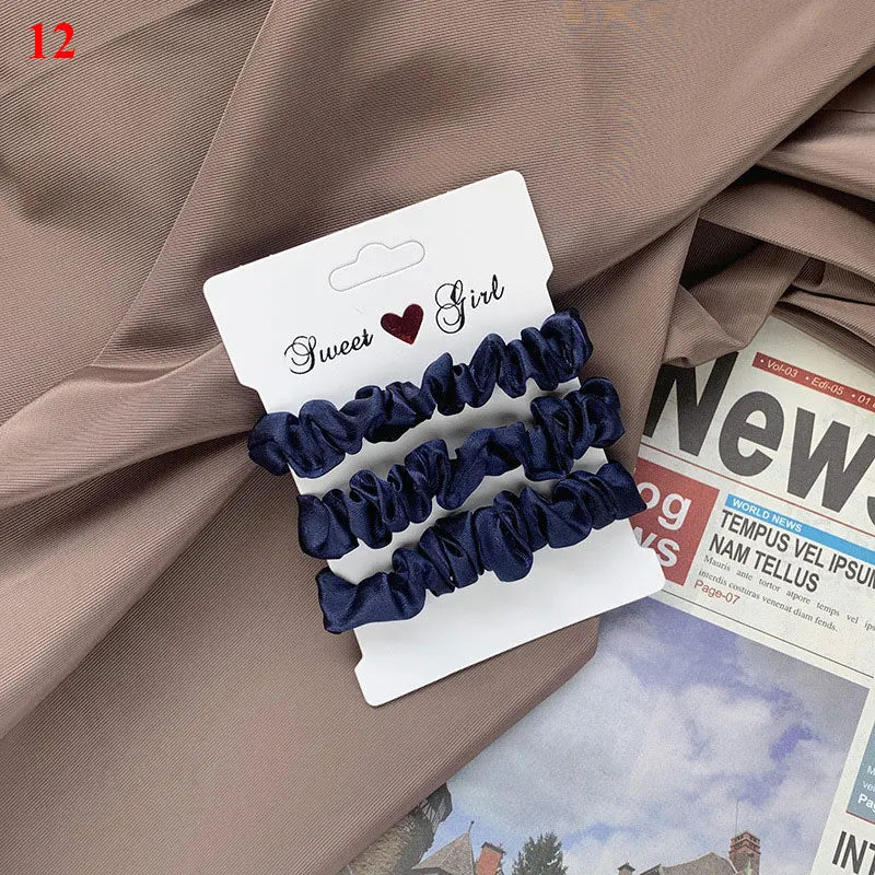 3/6Pcs/Set Silk Hair Scrunchies Elastic Hair Bands Women Elegant Headwear Hair Ties Ponytail Holder Sweet Hair Rope Rubber Bands