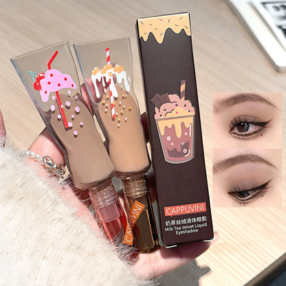 Cappuvini Milk Tea Velvet Liquid Eyeshadow Monochrome Matte Makeup Long-lasting Eyeshadow