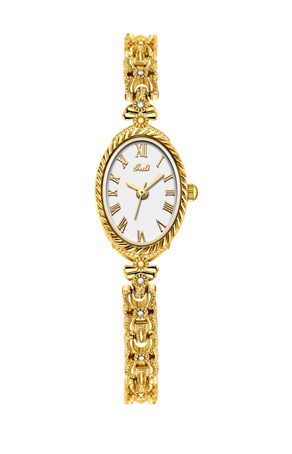 2025 NEW Vintage Silver Women's Watches GEDI Roman Numeral Display Oval Dial Woman's Quartz Wristwatch Clock Gift Accessories