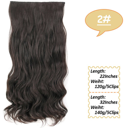 NICESY Synthetic Long Wavy 5 Clips Hair Extensions 22Inch/32Inch Clip On Hair Extensions High Tempreture Fake For Women