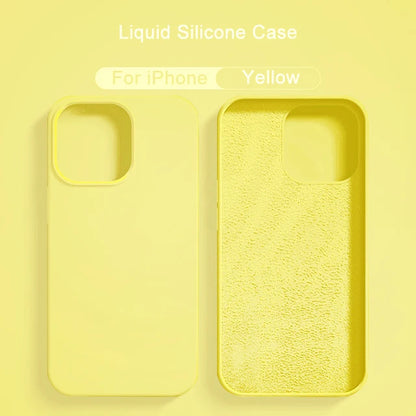 2024 NEW Liquid Silicone Case For iPhone 14 12 11 13 15 Pro Max Mini Luxury Shockproof Cover X XR XS 6 7 8 14 Plus SE Accessory