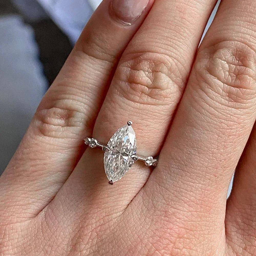 2026 AAA Crystal Marquise Cubic Zirconia Rings for Women Fashion Thin Ring Engagement Wedding Accessories Statement Jewelry