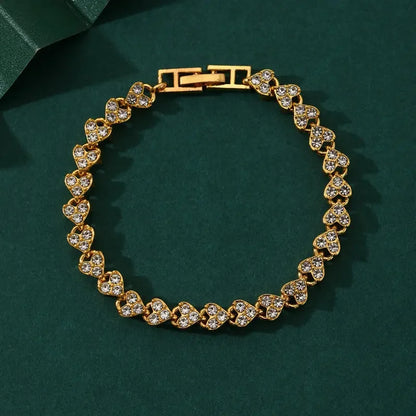 Charm Delicated Crystal Heart Tennis Bracelet for Women Rhinestone Paved Handmade Bracelet Wedding Anniversary Gift Jewelry