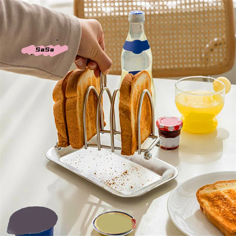 1Pcs Stainless Steel Cooking Rack Versatile Use as Toast Stand Bread Rack Baking Grid Pizza Plate Grill Pot Air Fryer Accessory