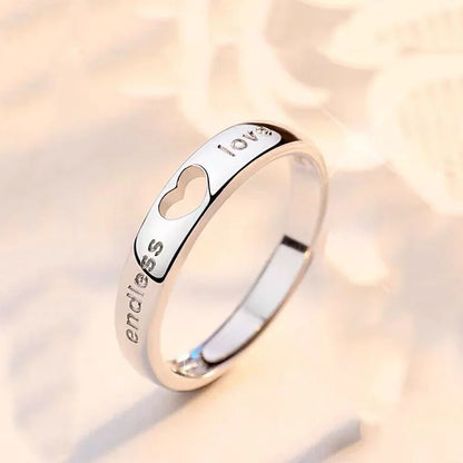 2Pcs/sets Zircon Heart Matching Couple Rings Set Forever Endless Love Wedding Ring for Women Men Charm Jewelry Vintage