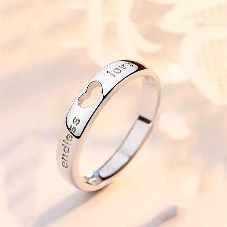 2Pcs/sets Zircon Heart Matching Couple Rings Set Forever Endless Love Wedding Ring for Women Men Charm Jewelry Vintage