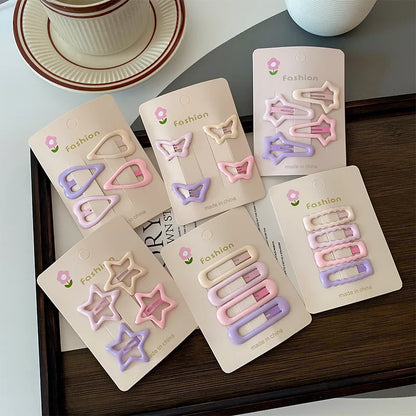4Pcs/set Cute Colorful Geometric Metal Hair Clips Girls Bangs Hair Ornament Hairpins Barrettes Kids Fashion Hair Accessories