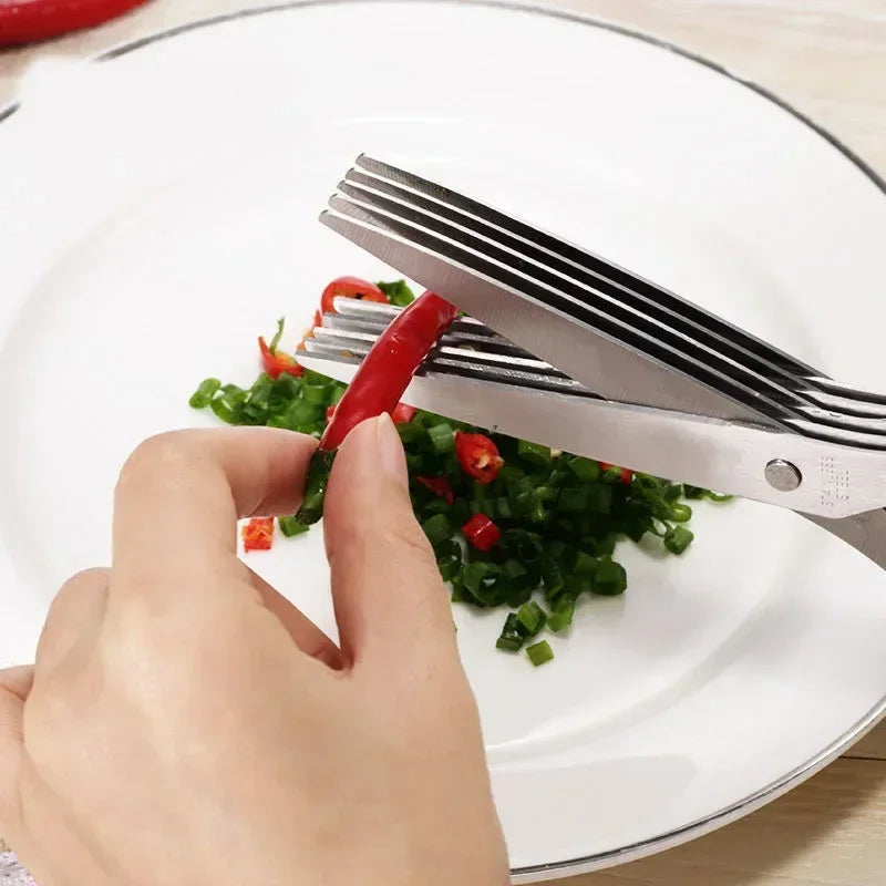 1pc/2pcs New stainless steel 3/5-layer kitchen scissors, suitable for cutting and cooking chili peppers, onions, and cilantro