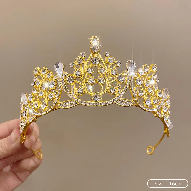 Silver Color Crystal Tiaras and Crowns Rhinestone Prom Diadem Crown Tiara for Women Bride Bridal Wedding Hair AccessoriesJewelry