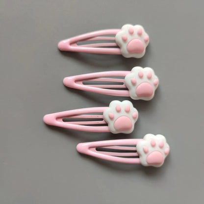 Metal Snap Cartoon Cat Paw Shape Hair Clip New Year Headwear for Woman Birthday Party Carnivals Theme Non-slip Hairpin