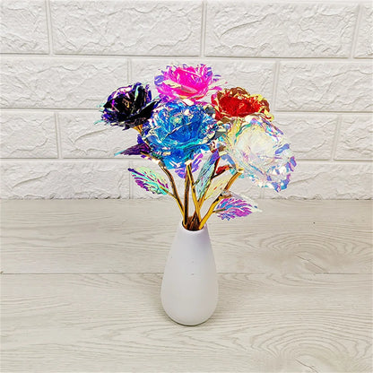 24k Eternal Rose Artificial Flowers Foil Plated Gold Rose Wedding Valentine'S Day Decoration Mother'S Day Gifts Fake Flower