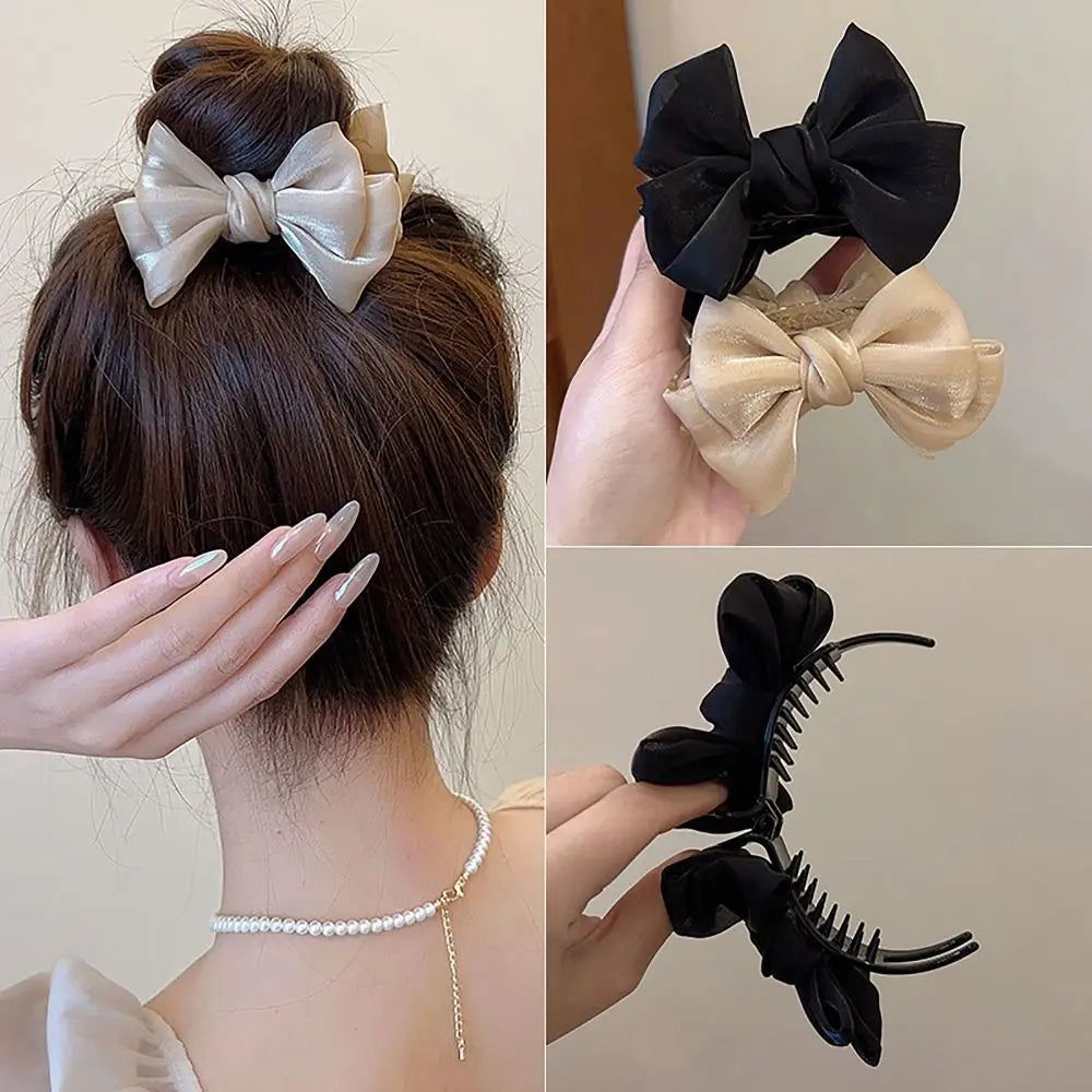 Vintage Bow Hair Clamp Pastoral Style Hair Accessories Hair Clip Back Head Hairpin Women Girls