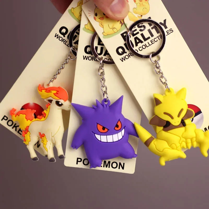 Pokemon Keychain Pikachu Anime Action Figure Toy Kawaii Cartoon Fashion Charmander Psyduck Doll Keyring Car Bag Pendant Kid Gift