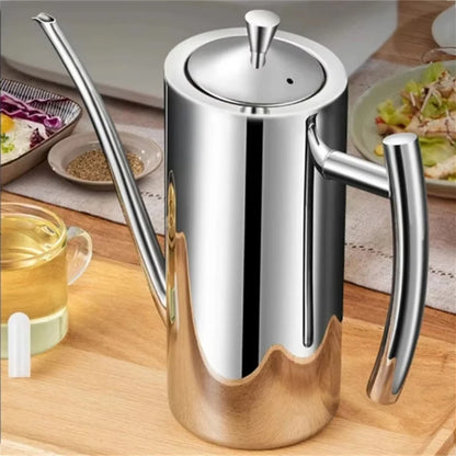 304 Stainless Steel Oil Pot Kitchen Oil Tank Sauce Vinegar Drip-Proof Dust-Proof Oil Storage Container To Store Kitchen Tools