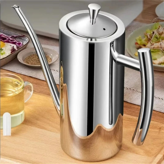 304 Stainless Steel Oil Pot Kitchen Oil Tank Sauce Vinegar Drip-Proof Dust-Proof Oil Storage Container To Store Kitchen Tools