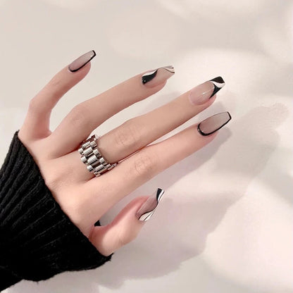 24Pcs/Set Pink Bow French Fake Nails Art Cute with Diamonds Girls Reusable Ballet Press on Nail Tips Oval Acrylic Stick on Nails