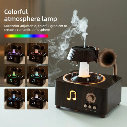 Rotating Raindrop Humidifier Retro Record Player Design Soothing White Noise Music Ideal For Home Decor And Christmas Gifts