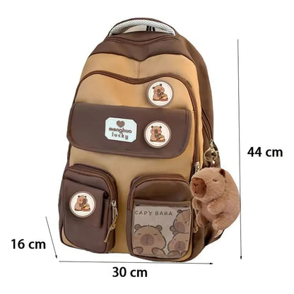 Cute Capybara Schoolbag Adjustable Strap Waterproof Shoulders Bag Large Capacity Computer Bag Student