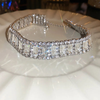 Luxury Colorful Crystal Chokers Necklaces for Women Multilayer Gold Color Chain Rhinestone Necklaces Statements Jewelry