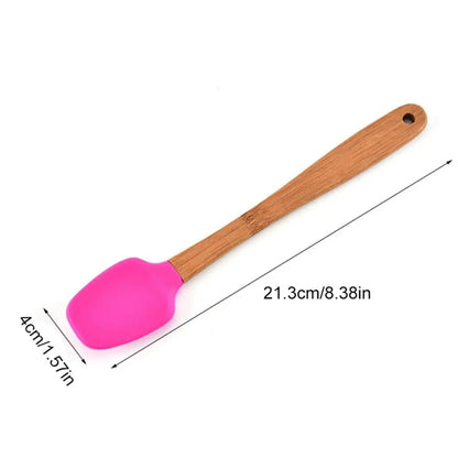 Pastry Heat Resistant Non-stick Silicone Kicthen Utensils Wooden Handle Brush Cake Scraper Baking Tools Spatula